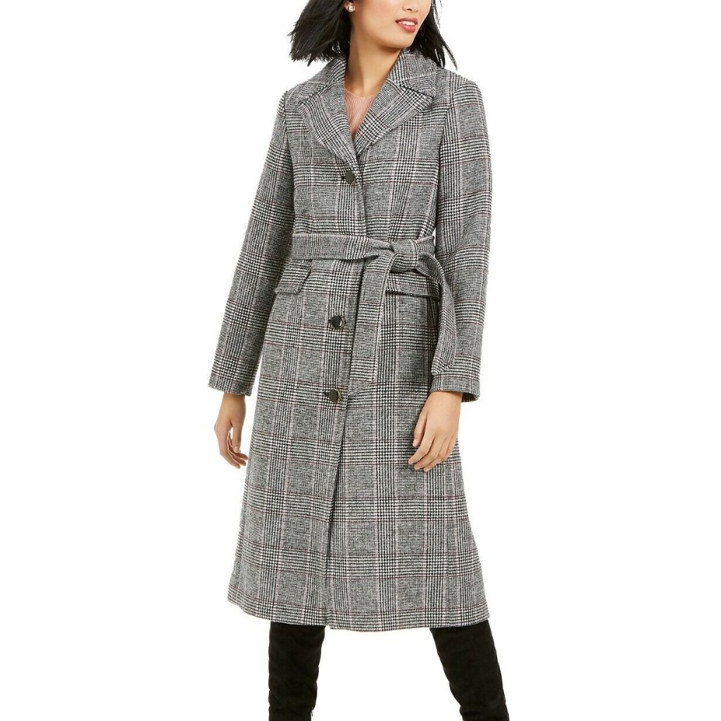 Kate Spade Plaid Belted Maxi Coat